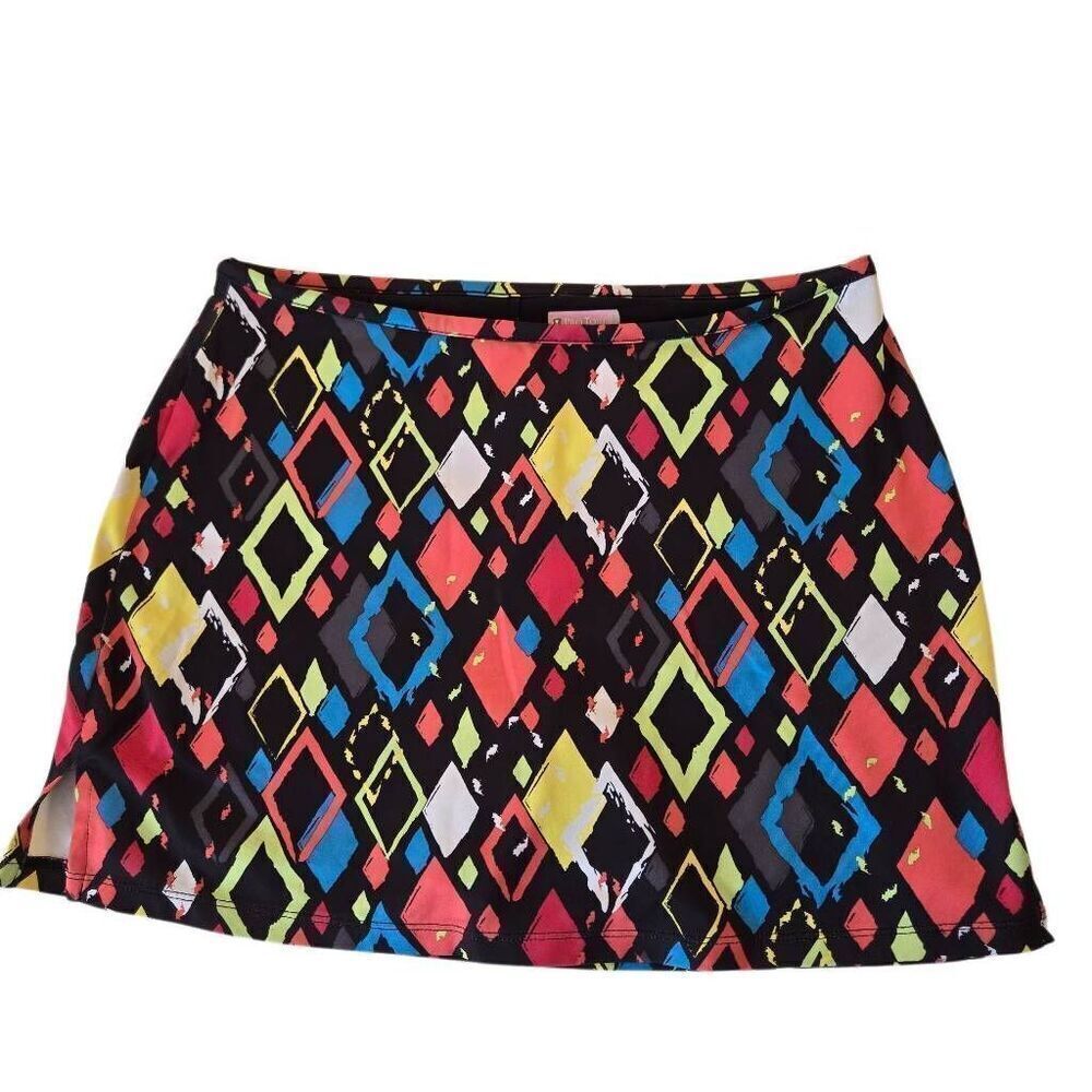 Pro Tour Womens Multi Color Diamond Pattern Golf Skort Size XL